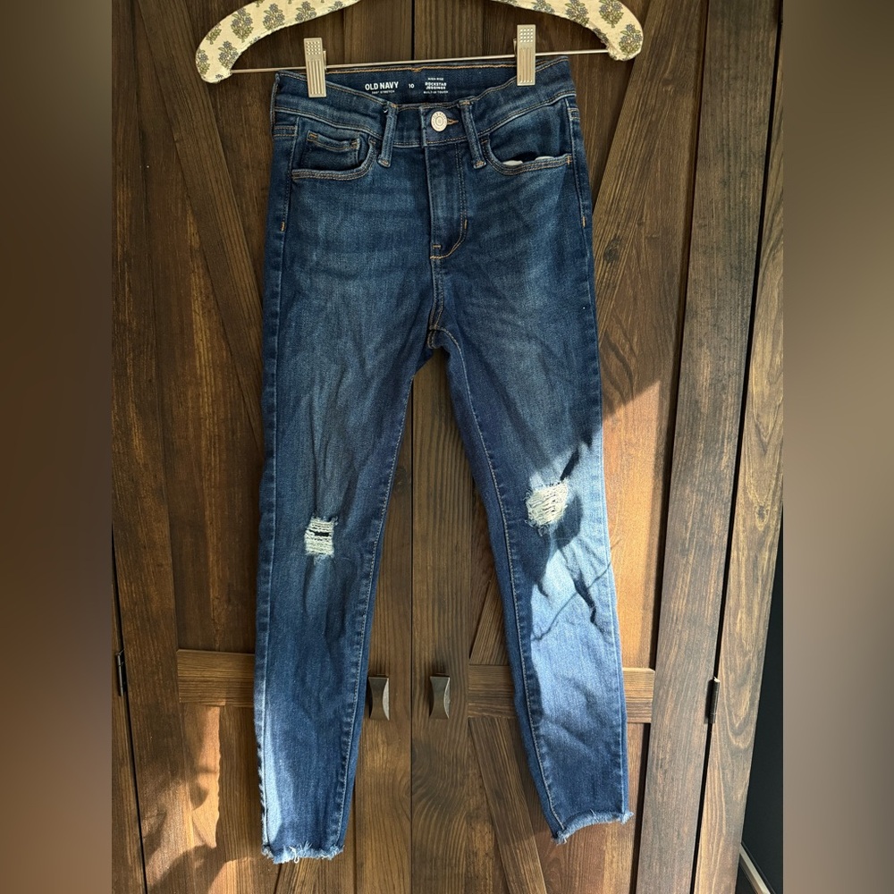Girls Old Navy Blue Skinny Jeans with Distressed Details